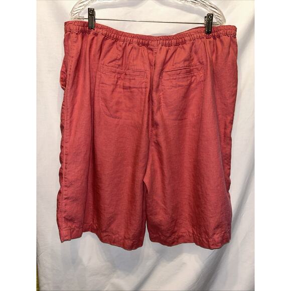 LL Bean Mauve Linen Shorts Women's 18w Elastic Waist Slash Pockets Beach Cruise - Picture 9 of 13